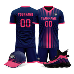 Custom Blue Pink Jersey MaxSoul Shoes and Hat Combo Offer Personalized Combo ZH-D020234-1