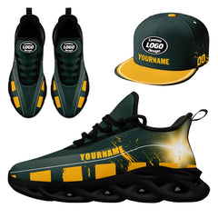 Custom Green Yellow Green Bay MaxSoul Shoes and Hat Combo Offer Personalized Combo ZH-D020264-13