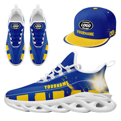 Custom Blue Yellow Los Angeles MaxSoul Shoes and Hat Combo Offer Personalized Combo ZH-D020264-15