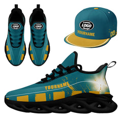 Custom Green Yellow Jacksonville MaxSoul Shoes and Hat Combo Offer Personalized Combo ZH-D020264-16