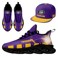 Custom Purple Yellow Minnesota MaxSoul Shoes and Hat Combo Offer Personalized Combo ZH-D020264-17