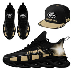 Custom Black Yellow New Orleans MaxSoul Shoes and Hat Combo Offer Personalized Combo ZH-D020264-19