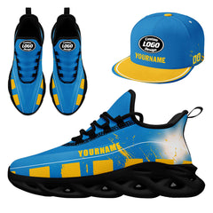 Custom Blue Yellow Los Angeles MaxSoul Shoes and Hat Combo Offer Personalized Combo ZH-D020264-22