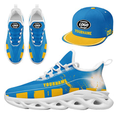 Custom Blue Yellow Los Angeles MaxSoul Shoes and Hat Combo Offer Personalized Combo ZH-D020264-22