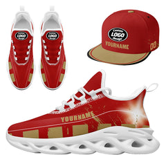 Custom Red Yellow San Francisco MaxSoul Shoes and Hat Combo Offer Personalized Combo ZH-D020264-25