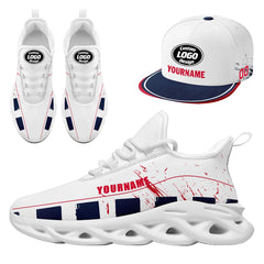 Custom Blue White Red New England MaxSoul Shoes and Hat Combo Offer Personalized Combo ZH-D020264-26