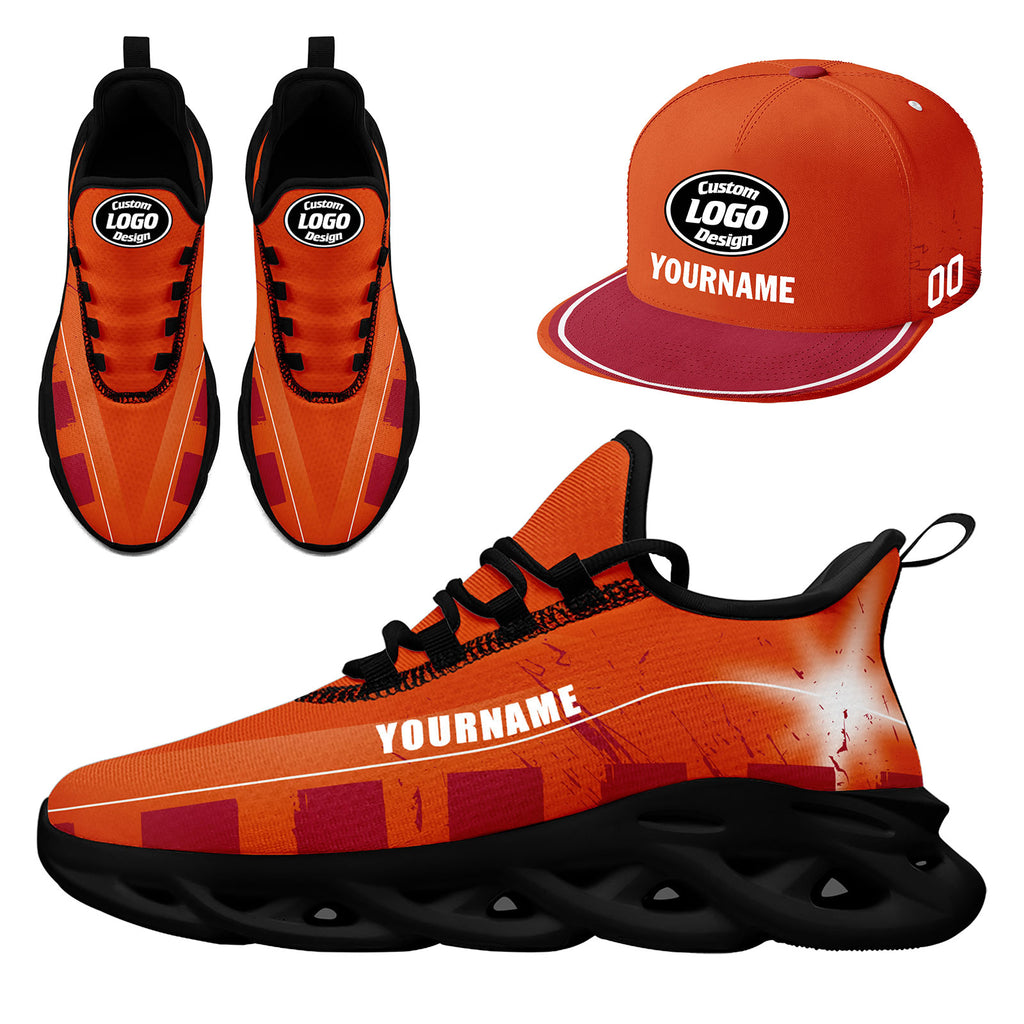 Custom Orange Red Tampa Bay MaxSoul Shoes and Hat Combo Offer Personalized Combo ZH-D020264-29