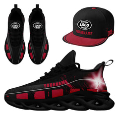 Custom Black Red Atlanta MaxSoul Shoes and Hat Combo Offer Personalized Combo ZH-D020264-3