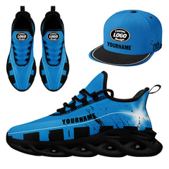 Custom Blue Black Carolina MaxSoul Shoes and Hat Combo Offer Personalized Combo ZH-D020264-5