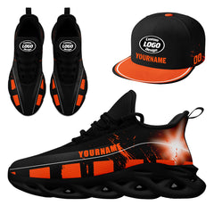 Custom Orange Black Cincinnati MaxSoul Shoes and Hat Combo Offer Personalized Combo ZH-D020264-6