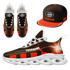 Custom Orange Brown Cleveland MaxSoul Shoes and Hat Combo Offer Personalized Combo ZH-D020264-8