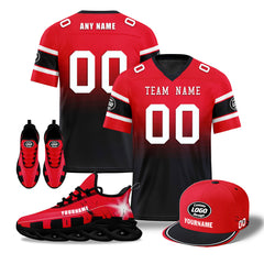 Custom Red Blue Houston Football MaxSoul Shoes and Hat Combo Offer Personalized Combo ZH-D020268-12