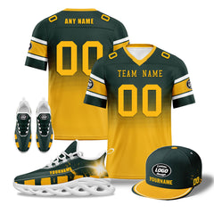 Custom Green Yellow Green Bay Football MaxSoul Shoes and Hat Combo Offer Personalized Combo ZH-D020268-13