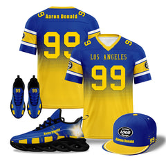 Custom Blue Yellow Los Angeles Football MaxSoul Shoes and Hat Combo Offer Personalized Combo ZH-D020268-15