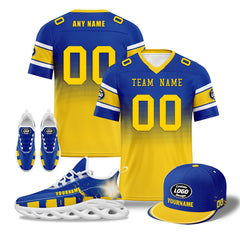 Custom Blue Yellow Los Angeles Football MaxSoul Shoes and Hat Combo Offer Personalized Combo ZH-D020268-15