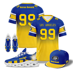 Custom Blue Yellow Los Angeles Football MaxSoul Shoes and Hat Combo Offer Personalized Combo ZH-D020268-15