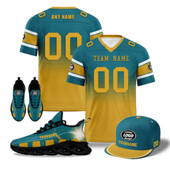 Custom Green Yellow Jacksonville Football MaxSoul Shoes and Hat Combo Offer Personalized Combo ZH-D020268-16