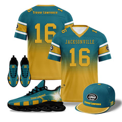 Custom Green Yellow Jacksonville Football MaxSoul Shoes and Hat Combo Offer Personalized Combo ZH-D020268-16