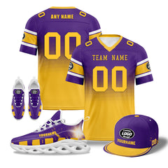 Custom Purple Yellow Minnesota Football MaxSoul Shoes and Hat Combo Offer Personalized Combo ZH-D020268-17