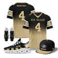 Custom Black Yellow New Orleans Football MaxSoul Shoes and Hat Combo Offer Personalized Combo ZH-D020268-19