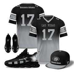 Custom Black Gray Las Vegas Football MaxSoul Shoes and Hat Combo Offer Personalized Combo ZH-D020268-20