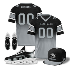 Custom Black Gray Las Vegas Football MaxSoul Shoes and Hat Combo Offer Personalized Combo ZH-D020268-20