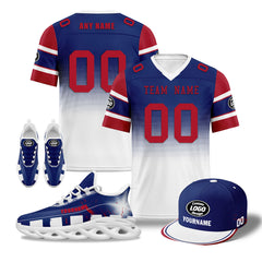 Custom Blue Red White New York Football MaxSoul Shoes and Hat Combo Offer Personalized Combo ZH-D020268-21