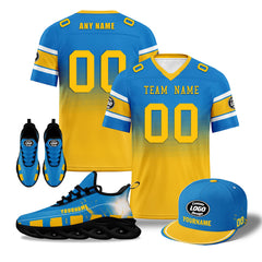 Custom Blue Yellow Los Angeles Football MaxSoul Shoes and Hat Combo Offer Personalized Combo ZH-D020268-22