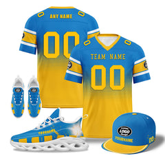 Custom Blue Yellow Los Angeles Football MaxSoul Shoes and Hat Combo Offer Personalized Combo ZH-D020268-22