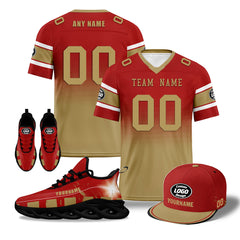 Custom Red Yellow San Francisco Football MaxSoul Shoes and Hat Combo Offer Personalized Combo ZH-D020268-25