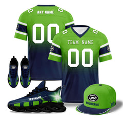 Custom Green Blue Seattle Football MaxSoul Shoes and Hat Combo Offer Personalized Combo ZH-D020268-27