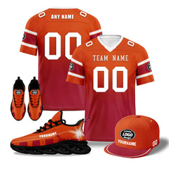 Custom Orange Red Tampa Bay Football MaxSoul Shoes and Hat Combo Offer Personalized Combo ZH-D020268-29