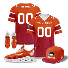 Custom Orange Red Tampa Bay Football MaxSoul Shoes and Hat Combo Offer Personalized Combo ZH-D020268-29