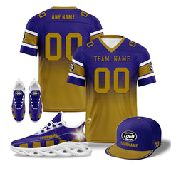 Custom Purple Yellow Baltimore Football MaxSoul Shoes and Hat Combo Offer Personalized Combo ZH-D020268-2