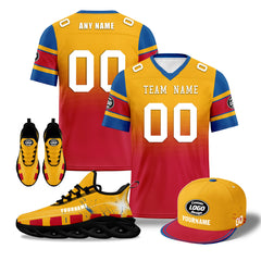 Custom Red Yellow Blue Pittsburgh Football MaxSoul Shoes and Hat Combo Offer Personalized Combo ZH-D020268-30