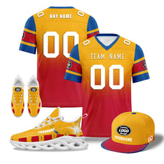 Custom Red Yellow Blue Pittsburgh Football MaxSoul Shoes and Hat Combo Offer Personalized Combo ZH-D020268-30