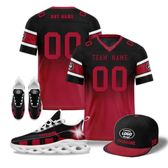 Custom Red Black Atlanta Football MaxSoul Shoes and Hat Combo Offer Personalized Combo ZH-D020268-3