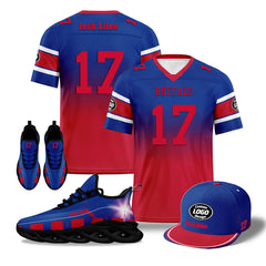 Custom Blue Red Buffalo Football MaxSoul Shoes and Hat Combo Offer Personalized Combo ZH-D020268-4