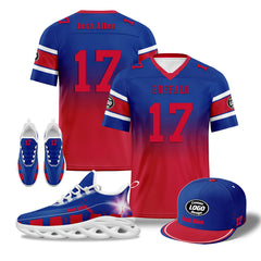 Custom Blue Red Buffalo Football MaxSoul Shoes and Hat Combo Offer Personalized Combo ZH-D020268-4