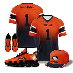 Custom Orange Blue Chicago Football MaxSoul Shoes and Hat Combo Offer Personalized Combo ZH-D020268-7