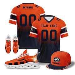 Custom Orange Blue Chicago Football MaxSoul Shoes and Hat Combo Offer Personalized Combo ZH-D020268-7