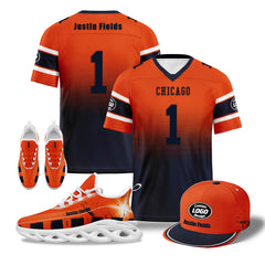 Custom Orange Blue Chicago Football MaxSoul Shoes and Hat Combo Offer Personalized Combo ZH-D020268-7