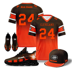 Custom Brown Orange Cleveland Football MaxSoul Shoes and Hat Combo Offer Personalized Combo ZH-D020268-8