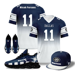 Custom Blue White Dallas Football MaxSoul Shoes and Hat Combo Offer Personalized Combo ZH-D020268-9