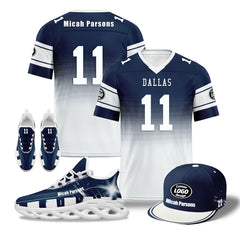 Custom Blue White Dallas Football MaxSoul Shoes and Hat Combo Offer Personalized Combo ZH-D020268-9