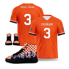 Custom Orange Blue Denver Football Jersey and Firesoul Sports Shoes Combo Offer Personalized Combo ZH-D020273-10