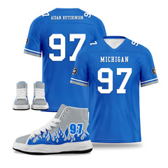 Custom Blue Gray Detroit Football Jersey and Firesoul Sports Shoes Combo Offer Personalized Combo ZH-D020273-11