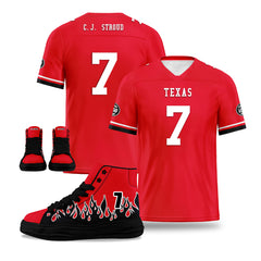 Custom Red Black Houston Football Jersey and Firesoul Sports Shoes Combo Offer Personalized Combo ZH-D020273-12