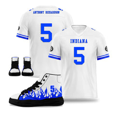 Custom White Blue Indianapolis Football Jersey and Firesoul Sports Shoes Combo Offer Personalized Combo ZH-D020273-14