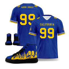 Custom Blue Yellow Los Angeles Football Jersey and Firesoul Sports Shoes Combo Offer Personalized Combo ZH-D020273-15